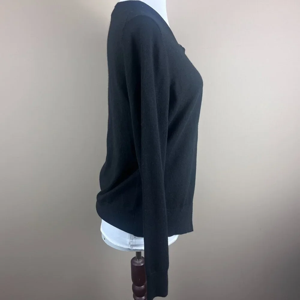 Ann Taylor Cardigan Sweater Size M Black, Round Neckline, Button Down - Picture 3 of 7